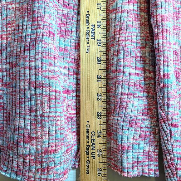 Sundance Ribbed Space-Dye Create Beauty Henley Sweater Large Blue Pink V-Neck - Picture 11 of 12